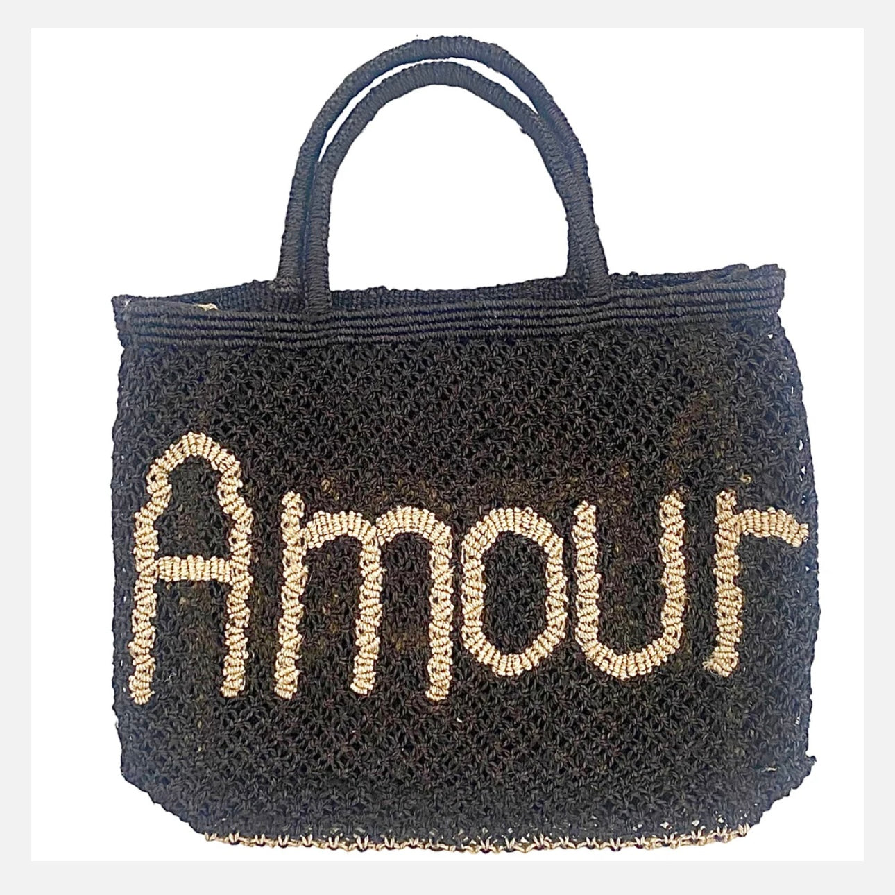 Basket Bag AMOUR Black With Natural Writing