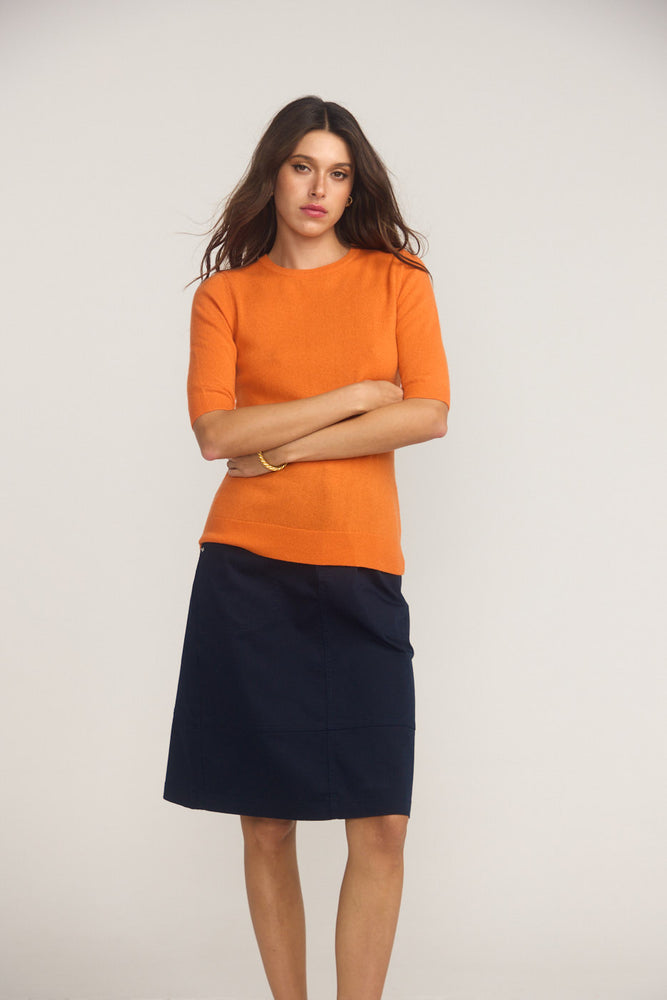 Margaux Knit Top In Cashmere & Wool - ORANGE