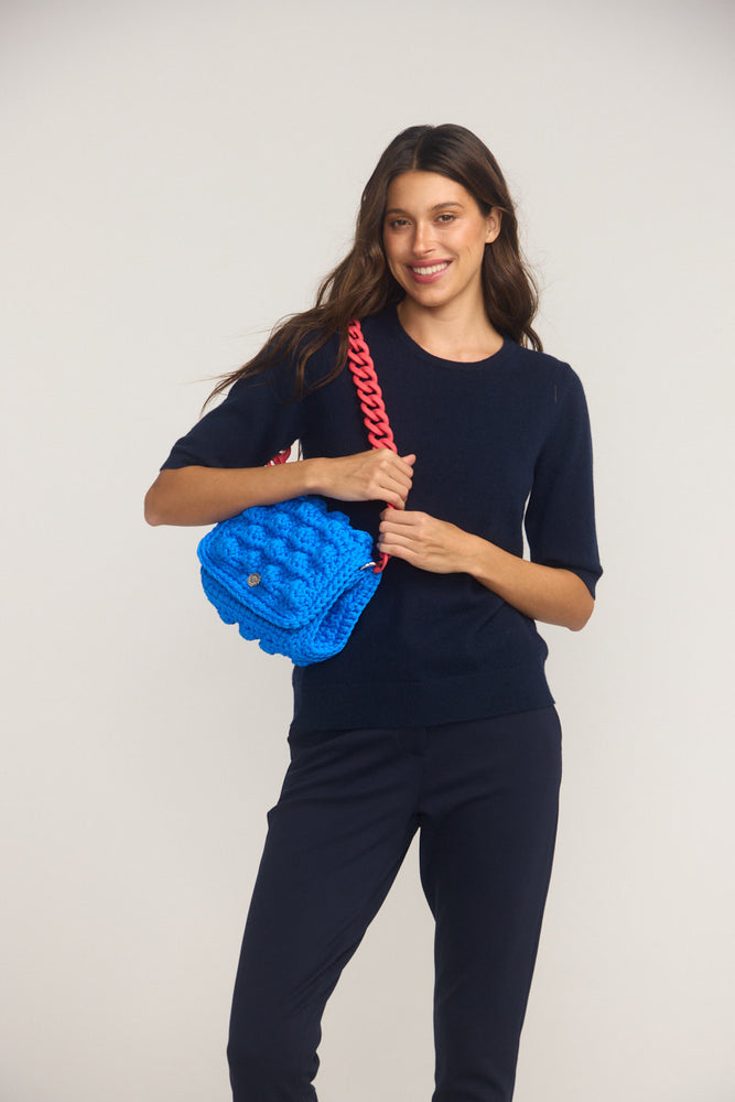 Ossian Blue Crochet Shoulder Bag