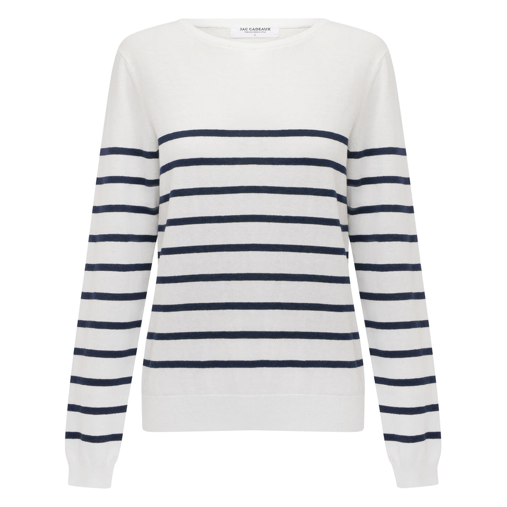 
                      
                        Cotton And Cashmere Breton Sweater Cream Base Navy Stripe
                      
                    