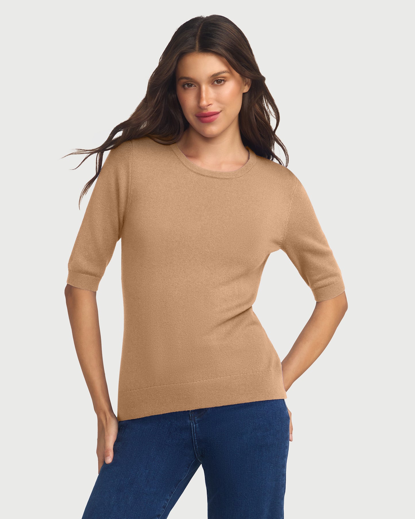 Margaux Knit Top In Cashmere & Wool - Hazelnut