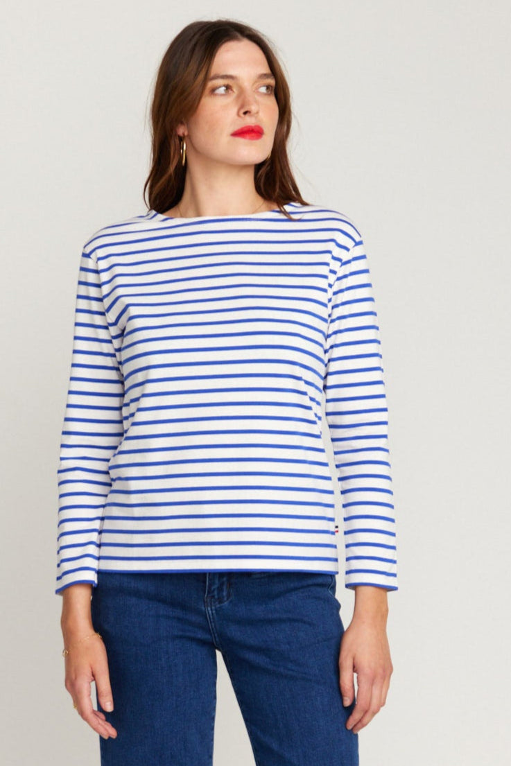 Breton Royal Blue Stripe Top White Base Royal Stripe