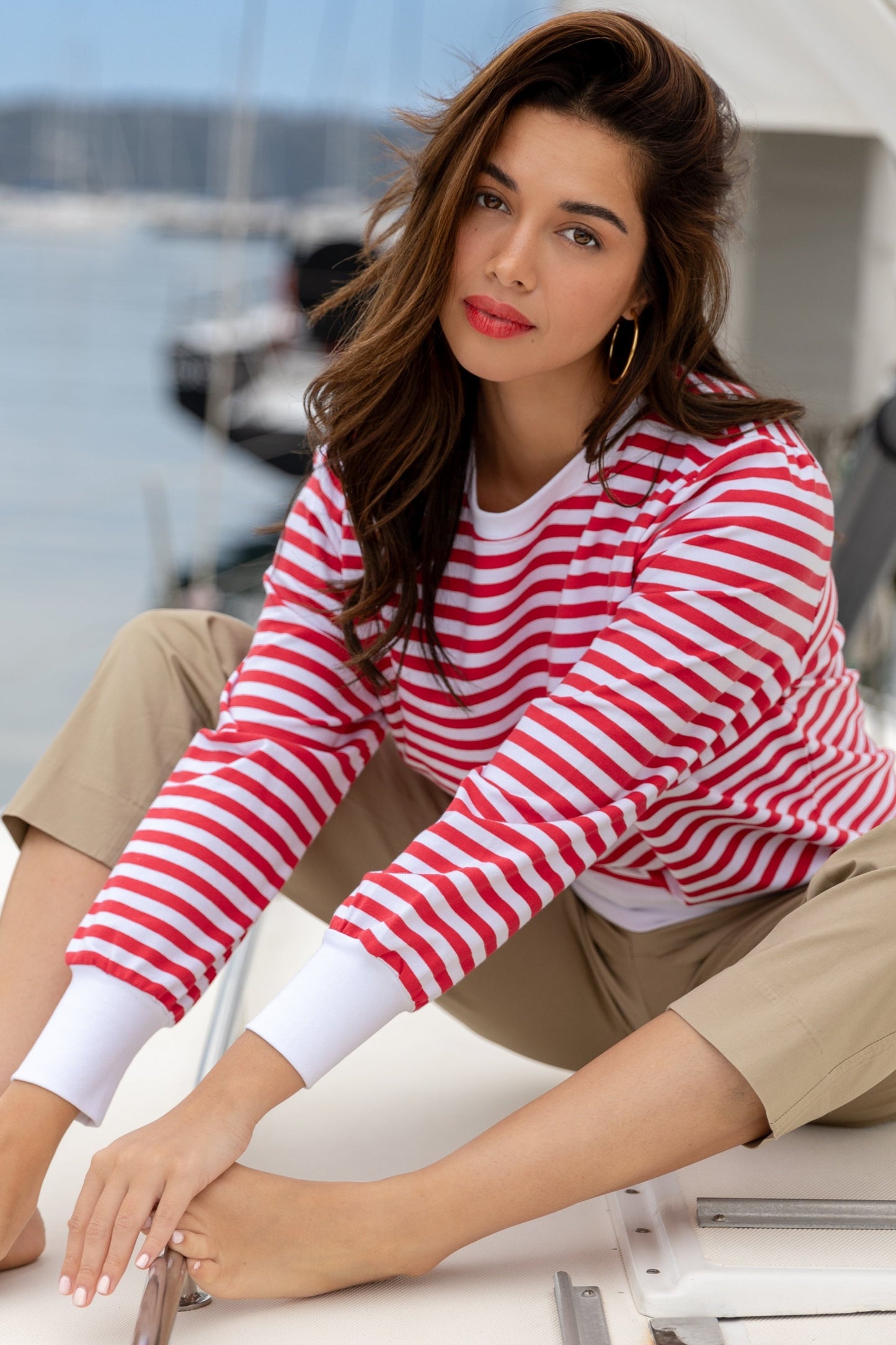 La Camille Breton Stripe Top - Red