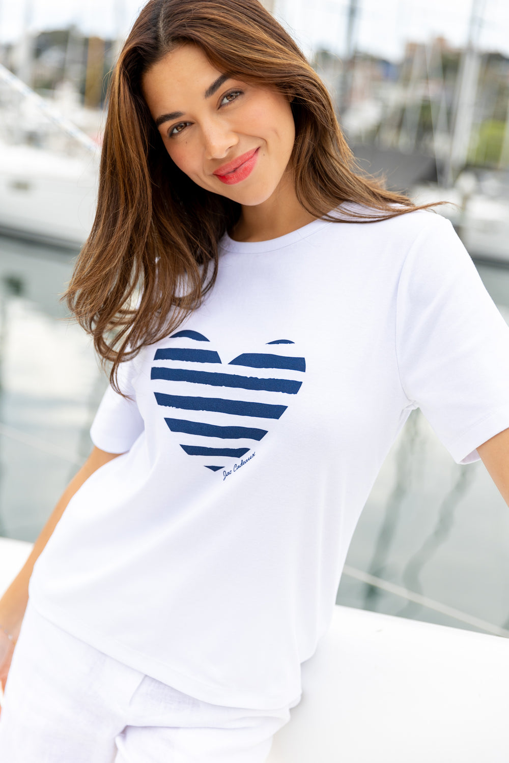 Jac Cadeaux Heart T-shirt Navy Blue