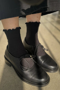 Ruffled Crew Socks - Black