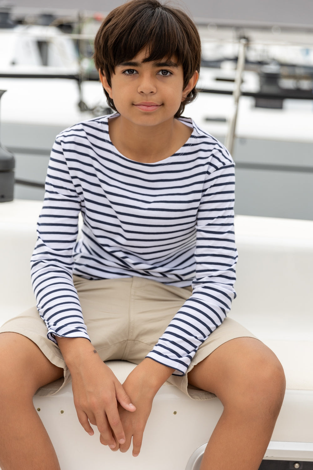 Jac Enfants Childrens Breton Stripe Tops - White Base Navy Stripe