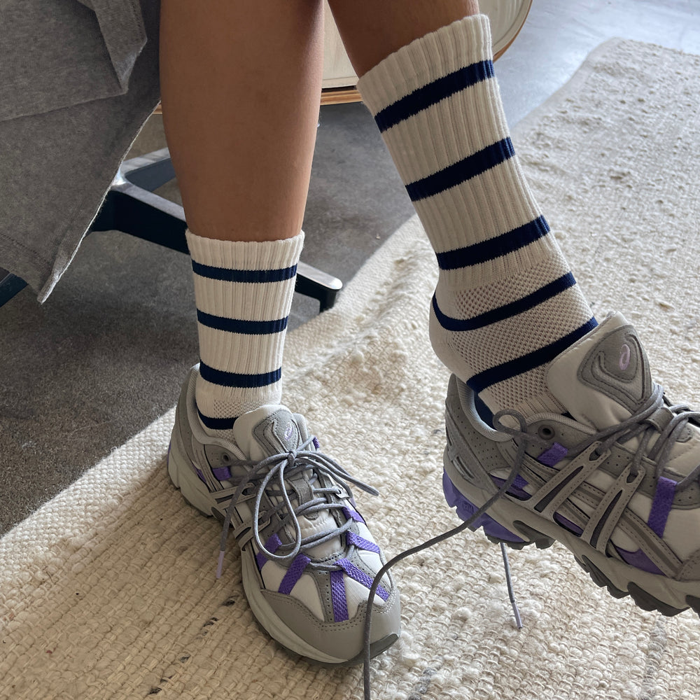 
                      
                        Boyfriend Socks Navy White Stripe
                      
                    