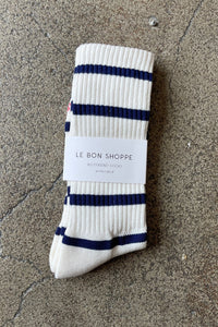 Boyfriend Socks Navy White Stripe