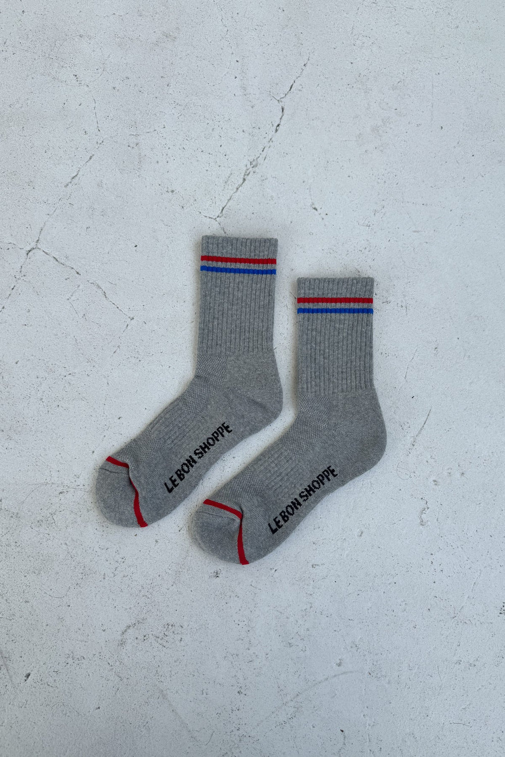 Boyfriend Socks Grey Base Blue/Red Stripe