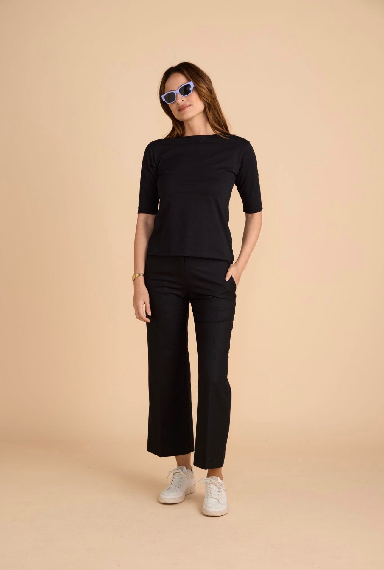 7/8 Wool Tailored Trouser - Black