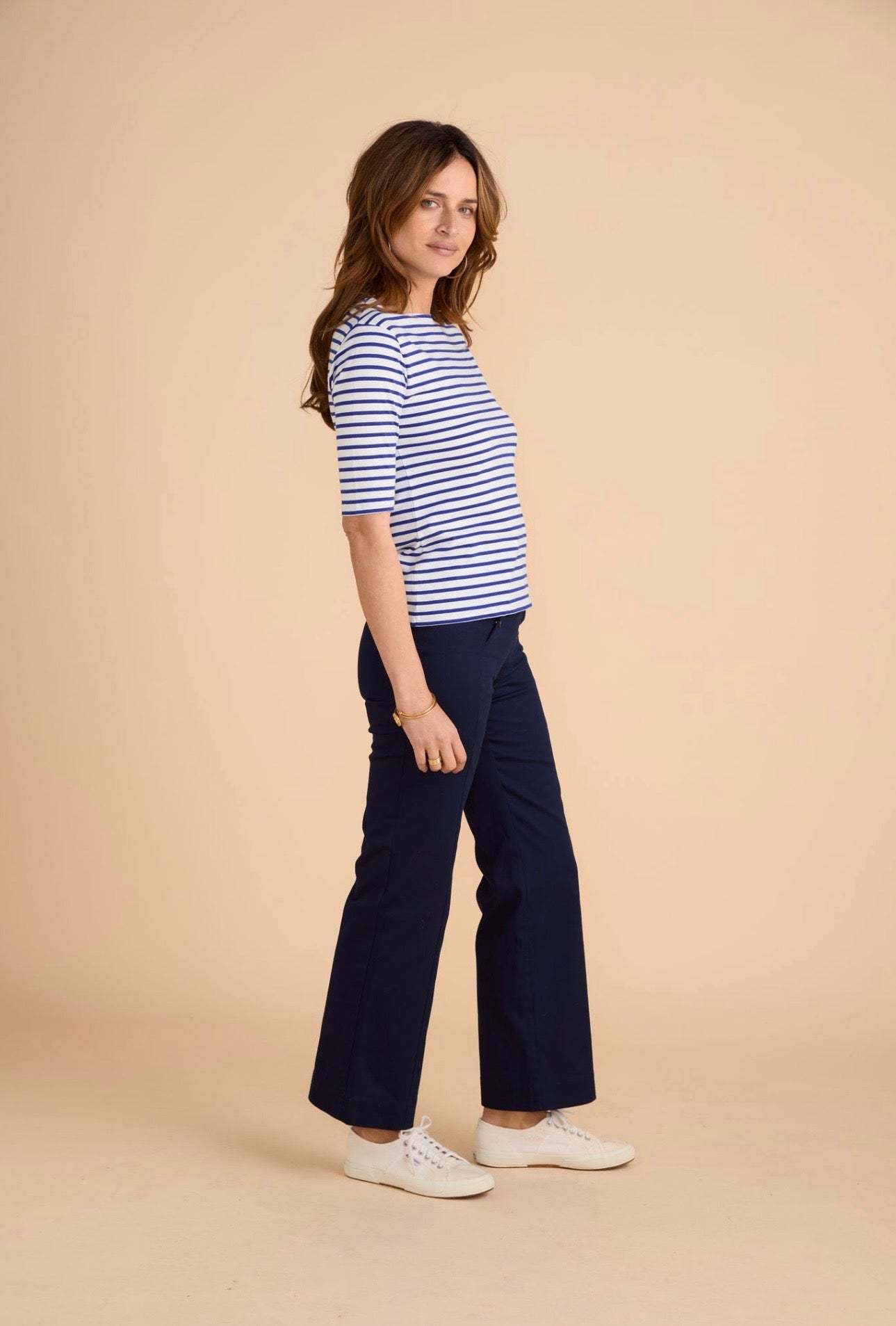 Royal Blue Breton Stripe French Tee  White Base Royal Stripe