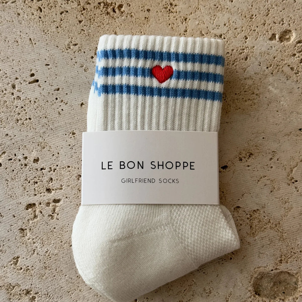 
                      
                        Embroidered Girlfriend Socks Striped Socks - Ivory + Heart
                      
                    