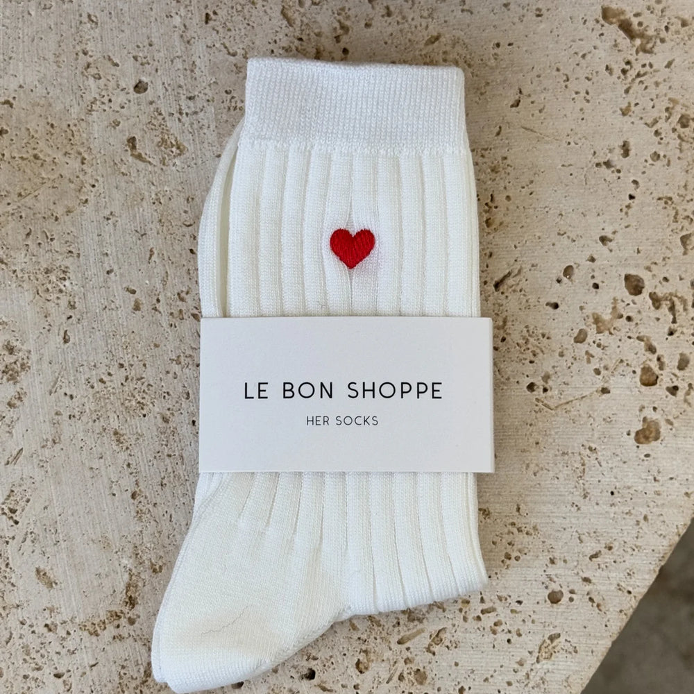 
                      
                        Embroidered Her Socks - White + Heart
                      
                    