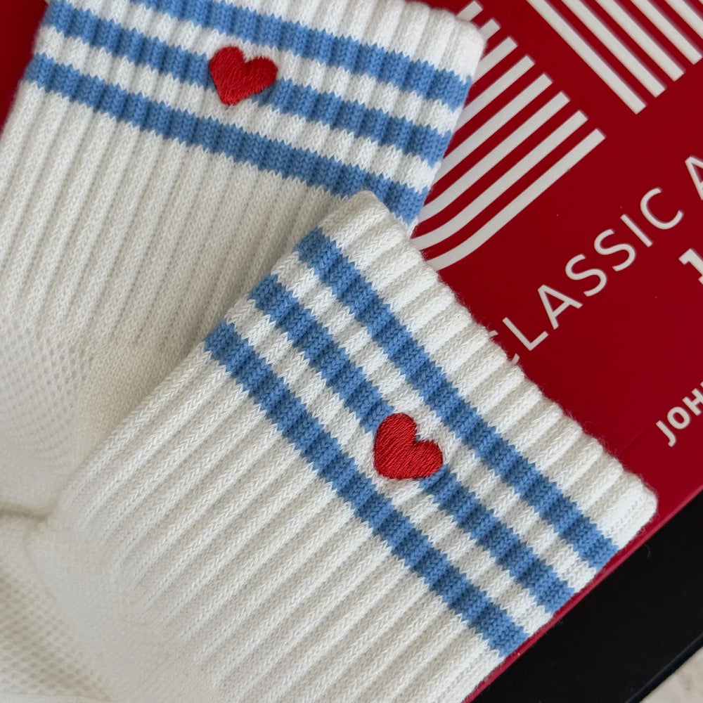 
                      
                        Embroidered Girlfriend Socks Striped Socks - Ivory + Heart
                      
                    