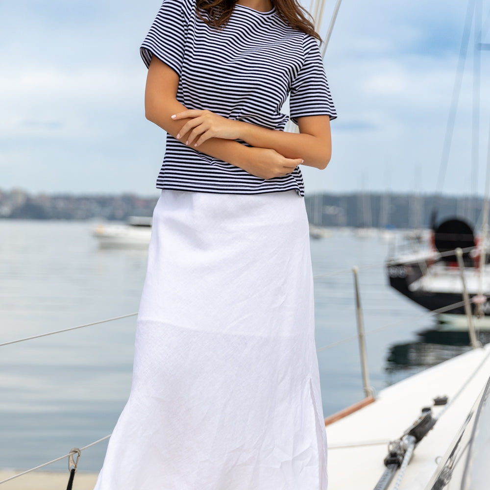 
                      
                        Black and white stripe T-shirt
                      
                    