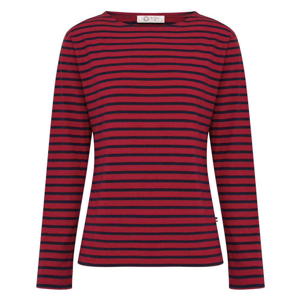 
                      
                        Breton Boat Neck Top- Red Base Navy Stripe
                      
                    