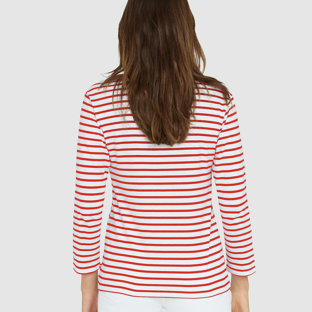 
                      
                        French Breton Boat Neck Top- White Base Red Stripe
                      
                    