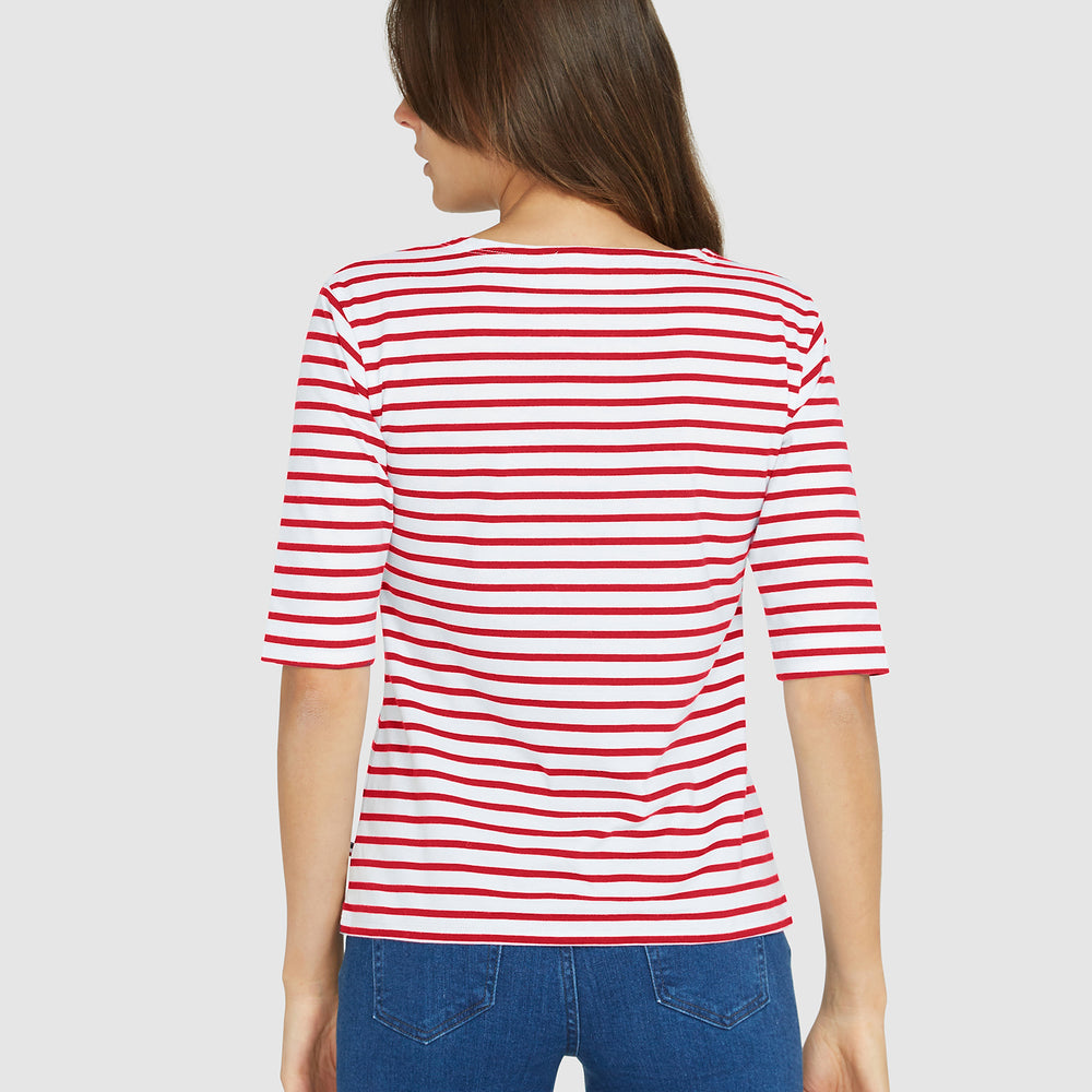 
                      
                        La Bouvier Red Stripe French Tee - Boat Neck
                      
                    