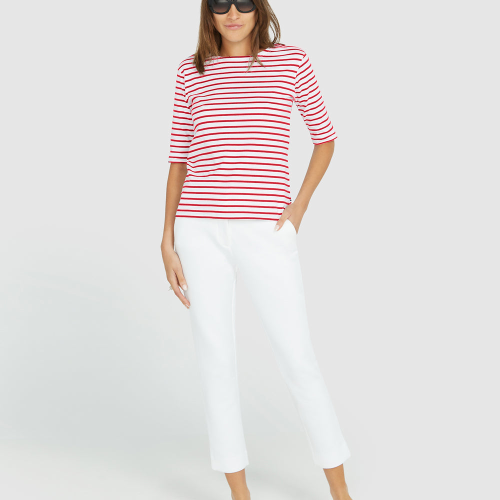 
                      
                        La Bouvier Red Stripe French Tee - Boat Neck
                      
                    