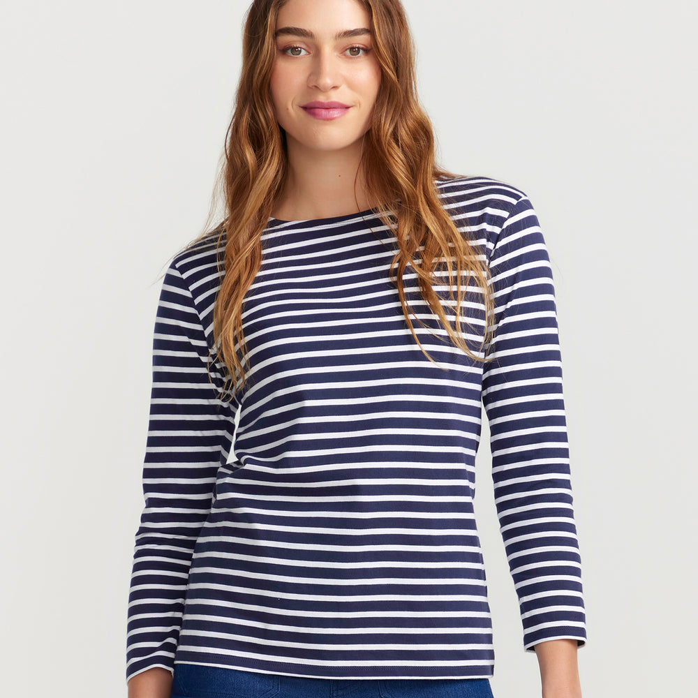 
                      
                        Breton Boat Neck Top- Navy Base White Stripe
                      
                    