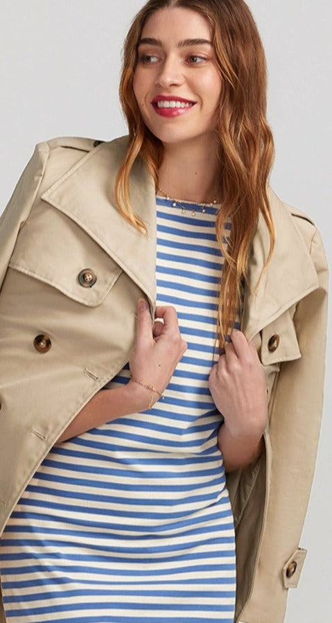 Cream & Capri Blue Stripe Brigitte Dress
