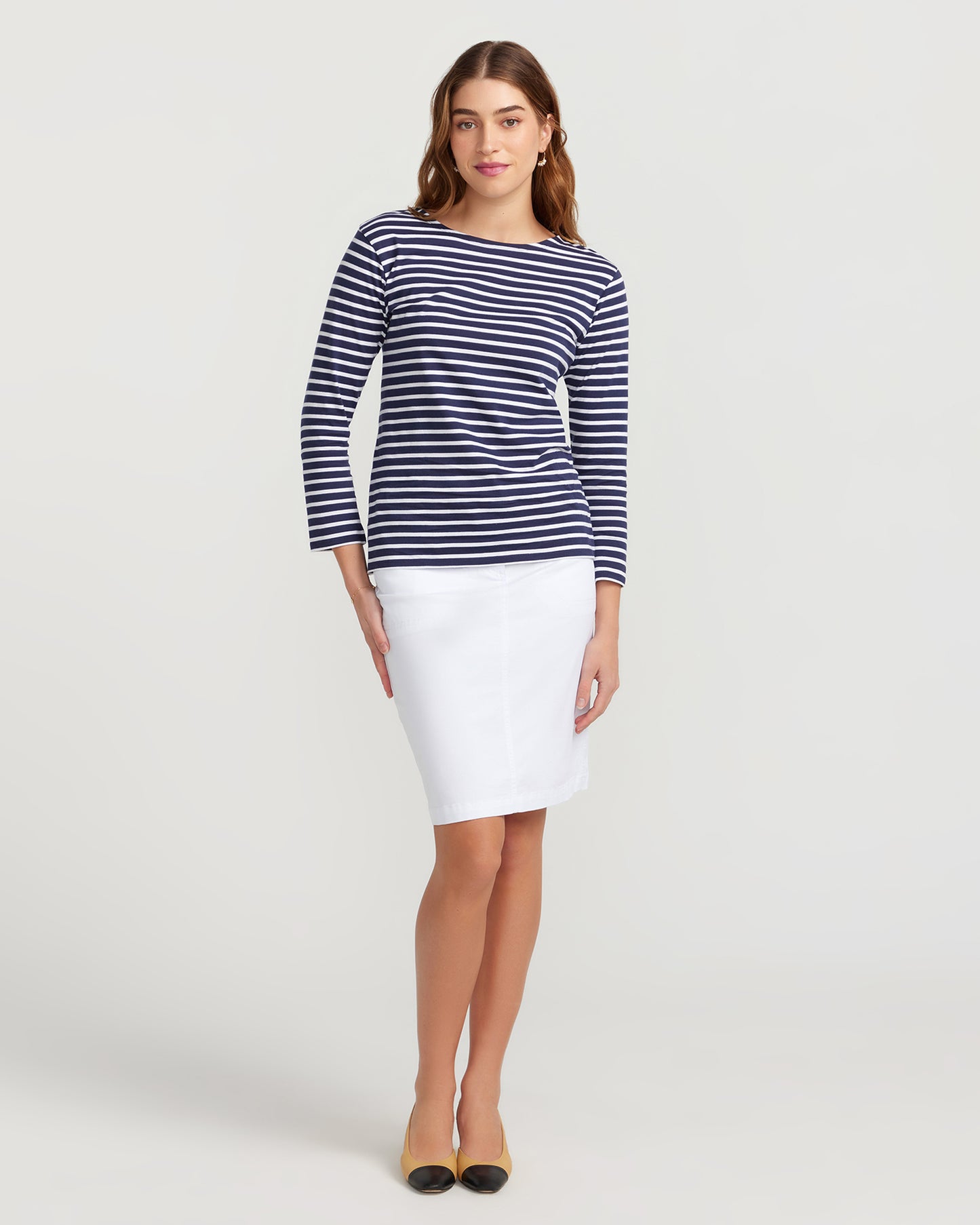 Breton Boat Neck Top- Navy Base White Stripe