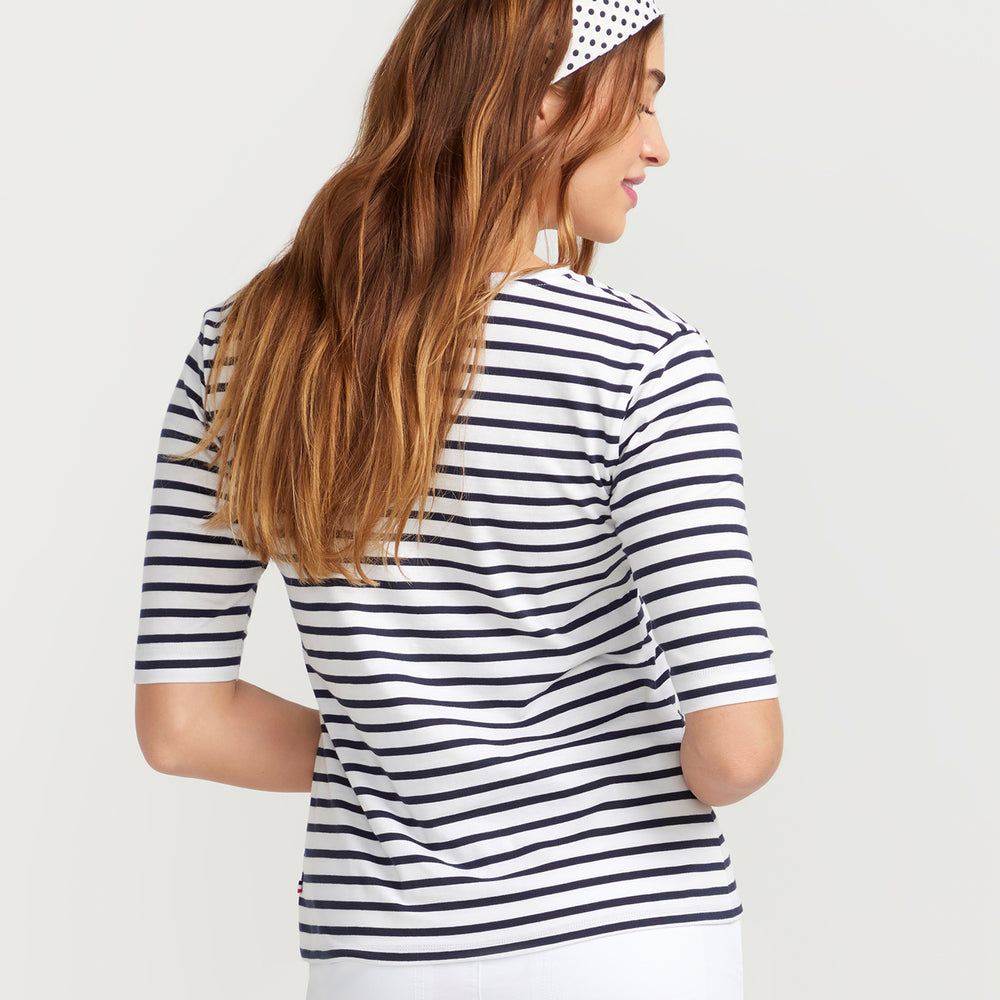 
                      
                        La Bouvier Navy Stripe French Tee - V-Neck
                      
                    