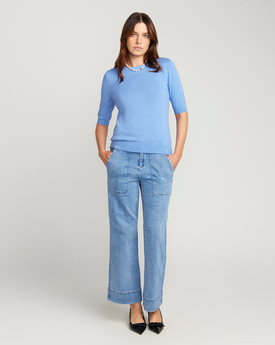 Cotton And Cashmere Top - Powder Blue