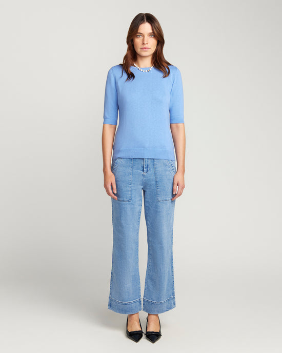 Cotton And Cashmere Top - Powder Blue