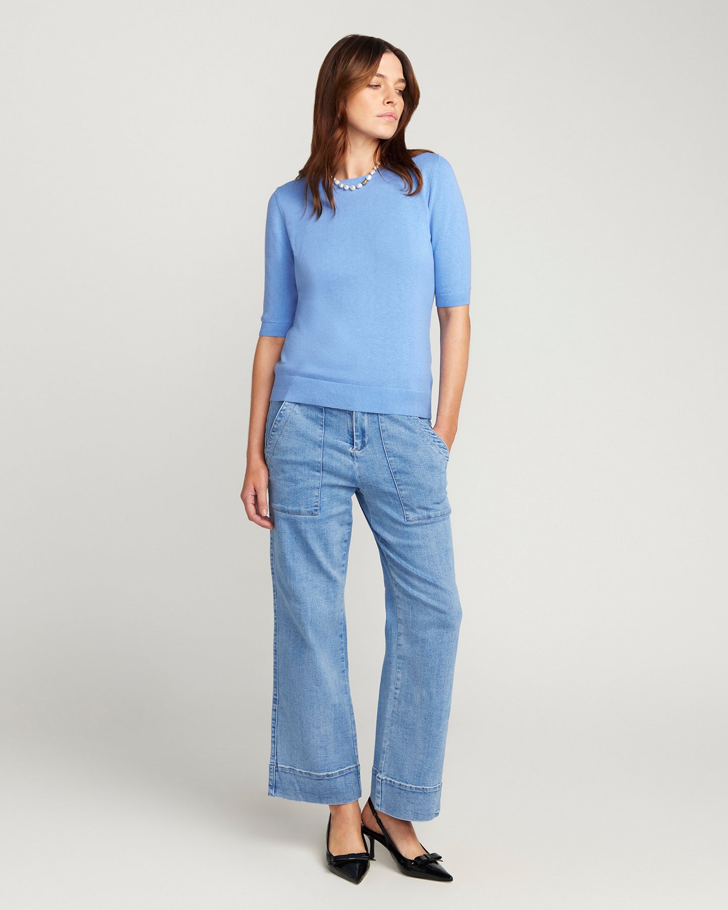 Cotton And Cashmere Top - Powder Blue