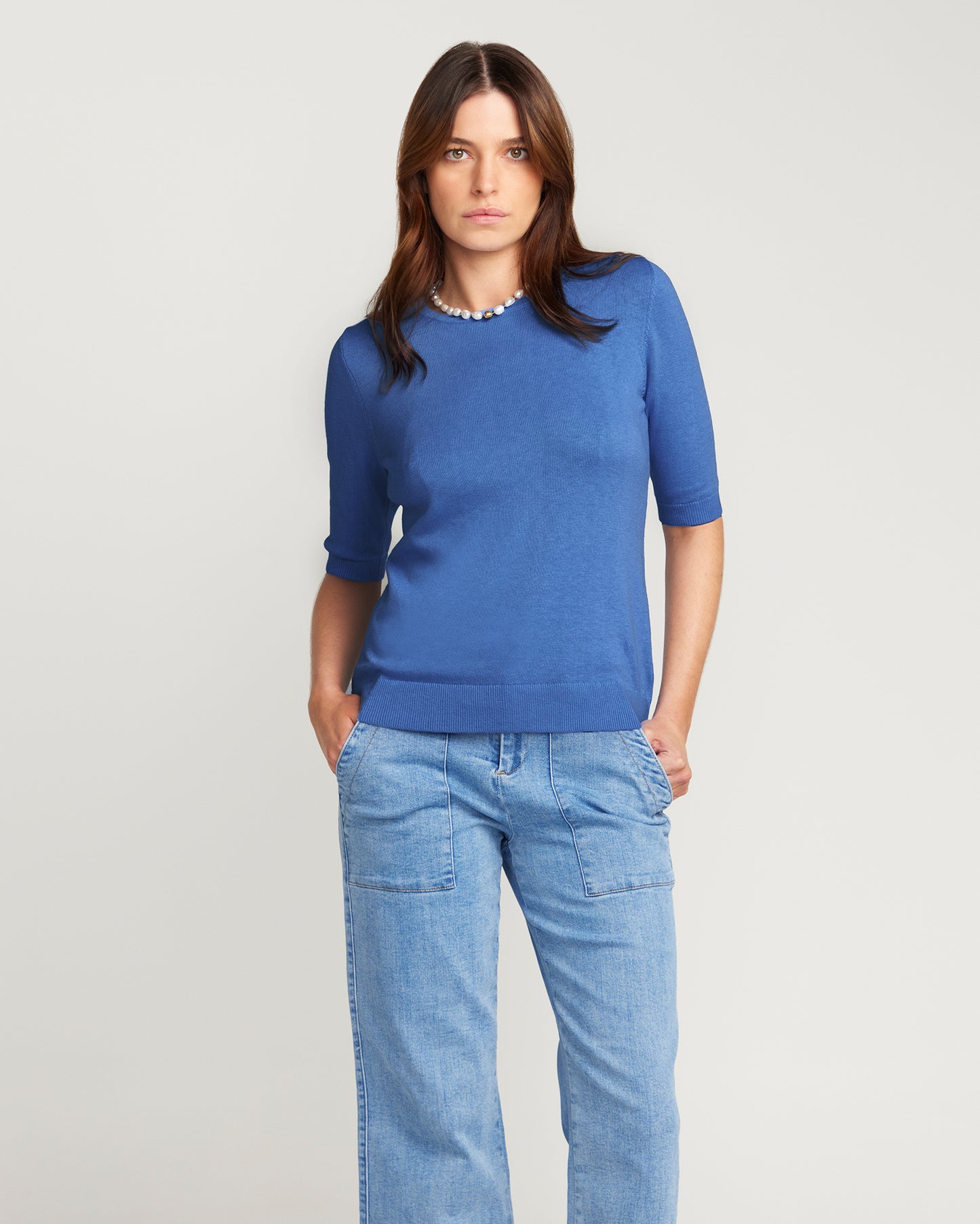 Cotton And Cashmere Top -  Royal Blue