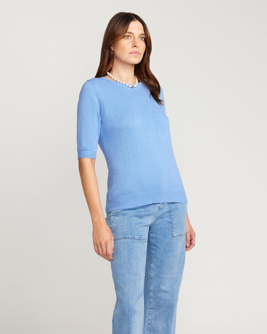 Cotton And Cashmere Top - Powder Blue