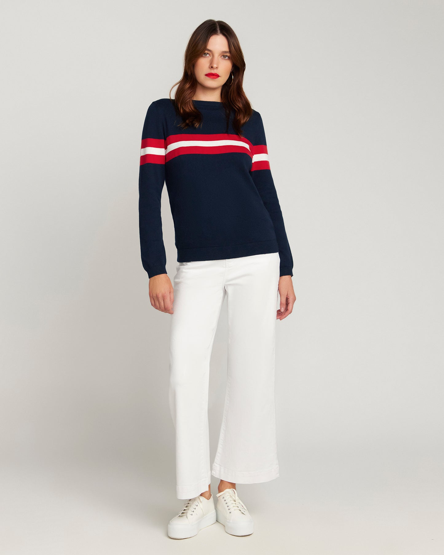 Cotton And Cashmere French Racer Sweater Navy Blue