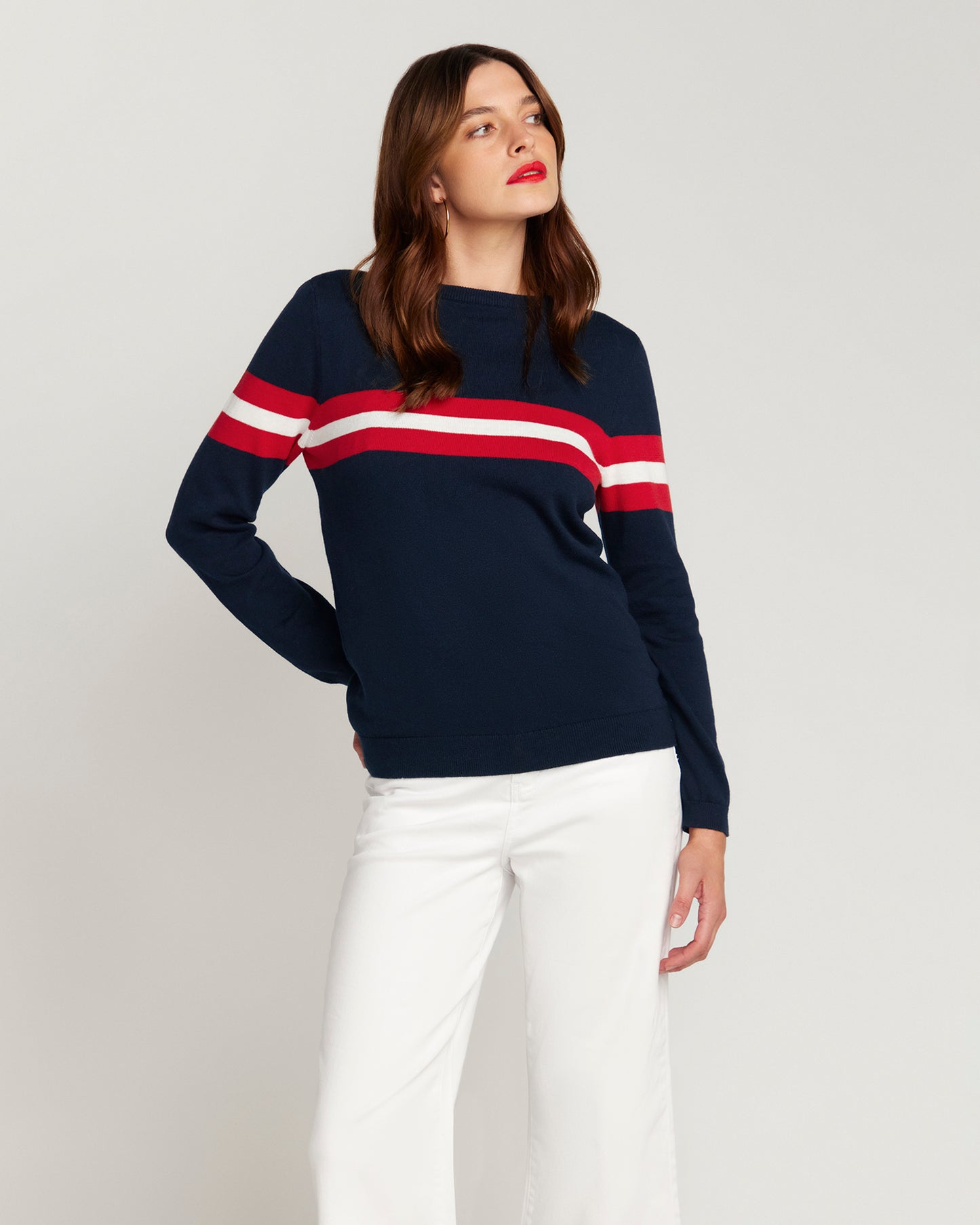 Cotton And Cashmere French Racer Sweater Navy Blue