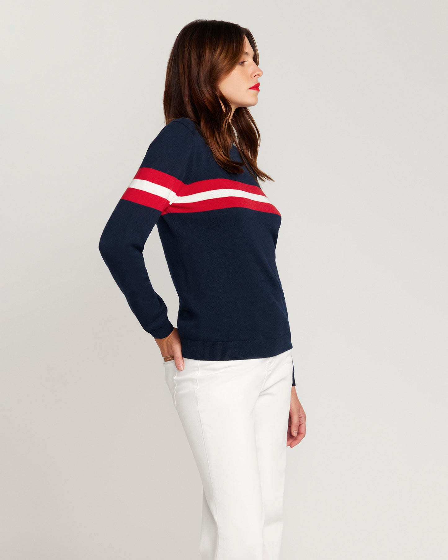 Cotton And Cashmere French Racer Sweater Navy Blue