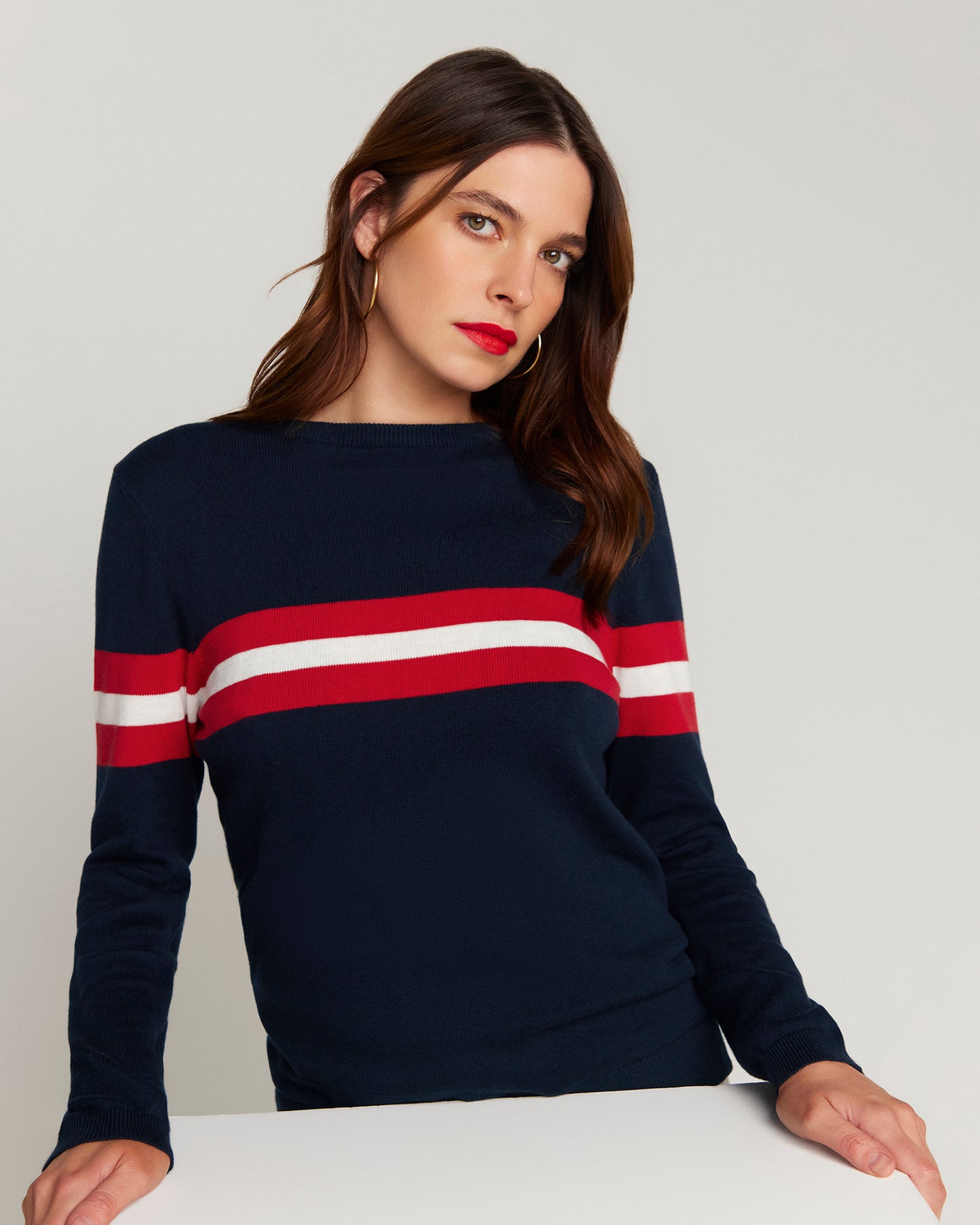 Cotton And Cashmere French Racer Sweater Navy Blue