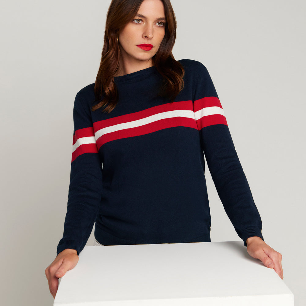 
                      
                        Cotton And Cashmere French Racer Sweater Navy Blue
                      
                    