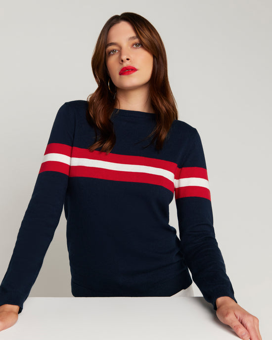 Cotton And Cashmere French Racer Sweater Navy Blue