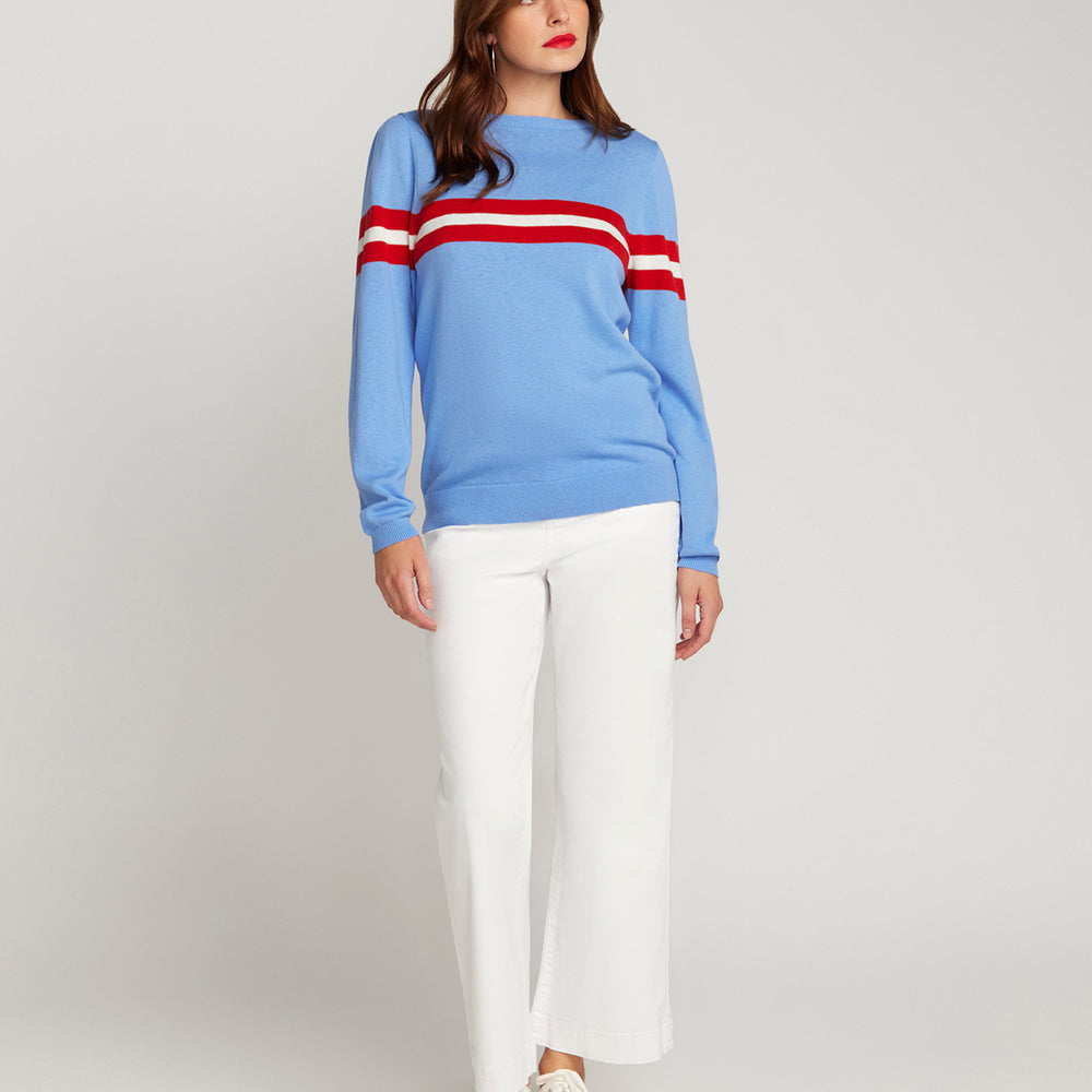 
                      
                        Cotton & Cashmere French Racer Crewneck Sweater - Powder Blue
                      
                    