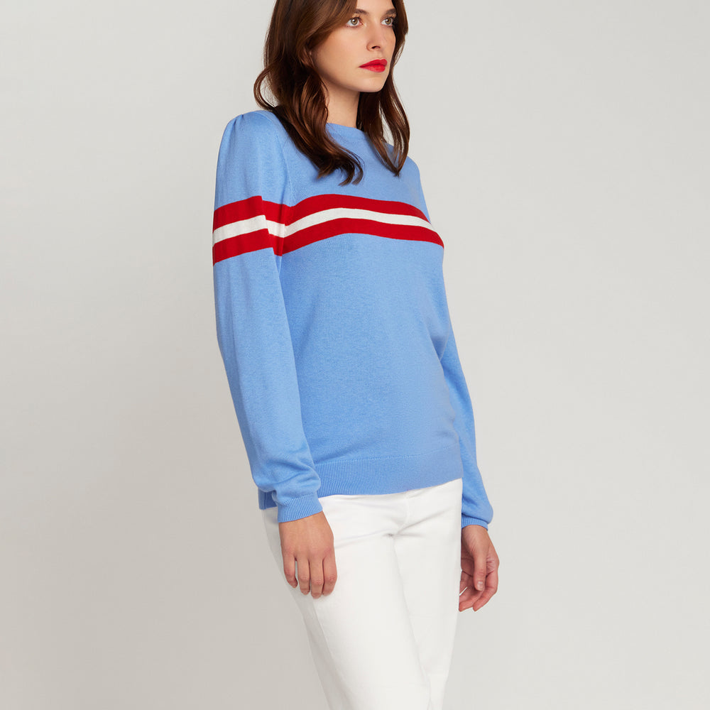 
                      
                        Cotton & Cashmere French Racer Crewneck Sweater - Powder Blue
                      
                    