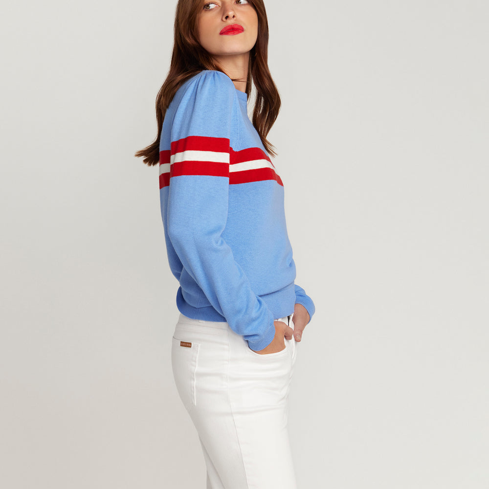 
                      
                        Cotton & Cashmere French Racer Crewneck Sweater - Powder Blue
                      
                    