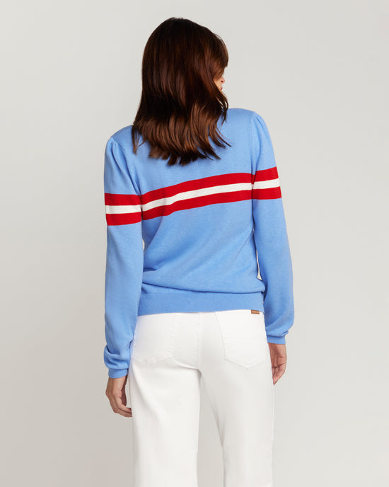 Cotton & Cashmere French Racer Crewneck Sweater - Powder Blue