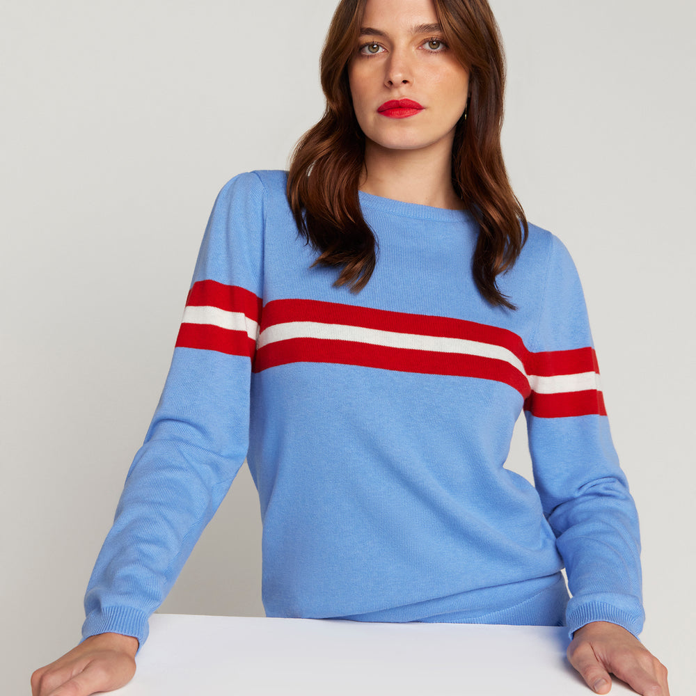 
                      
                        Cotton & Cashmere French Racer Crewneck Sweater - Powder Blue
                      
                    