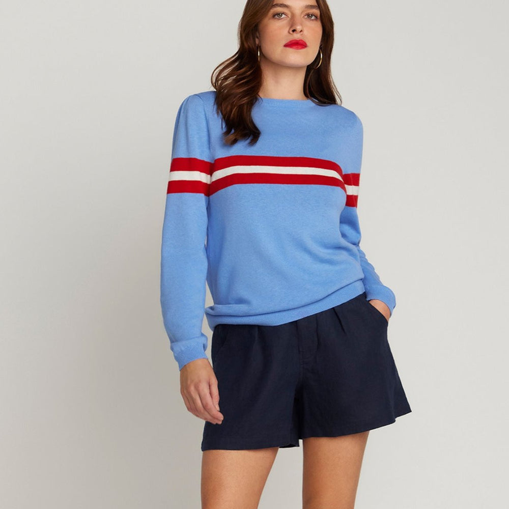 
                      
                        Cotton & Cashmere French Racer Crewneck Sweater - Powder Blue
                      
                    