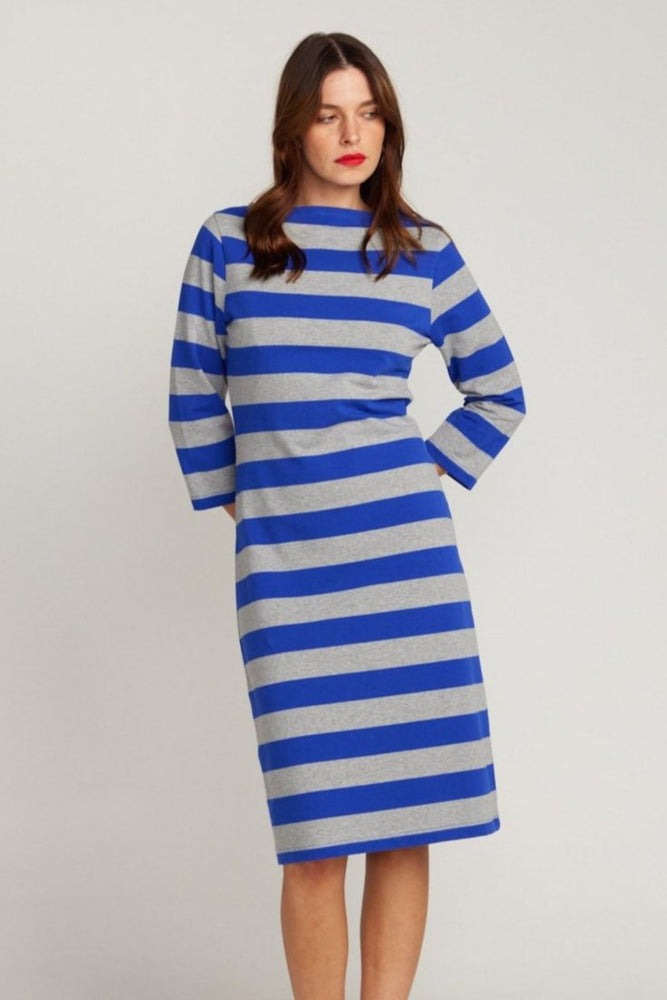 
                  
                    La Françoise Royal Blue And Grey Stripe Dress
                  
                