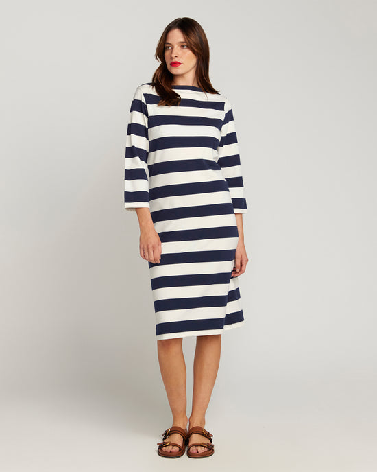 The Françoise Navy and Cream Sweat Dress