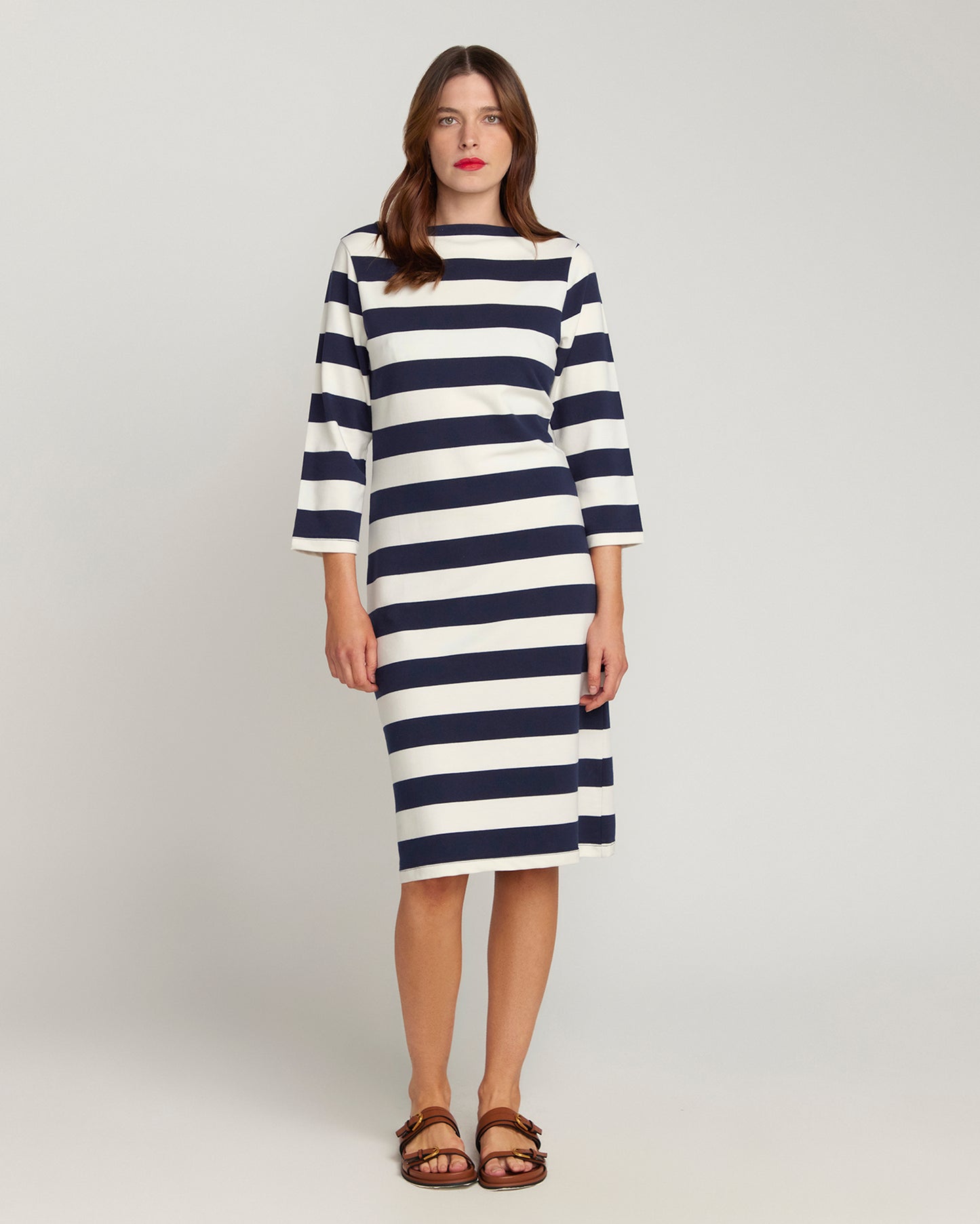 The Françoise Navy and Cream Sweat Dress