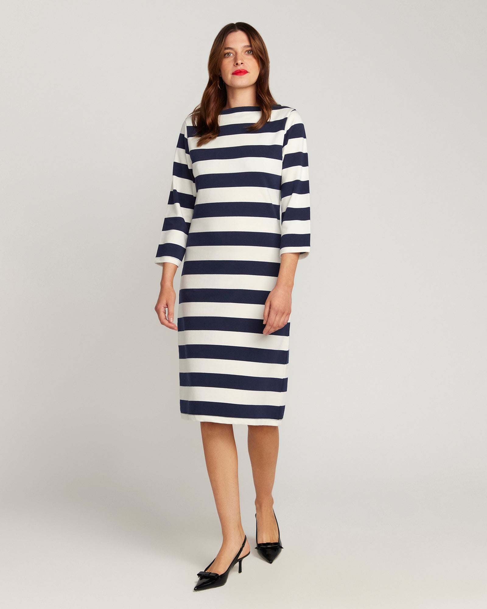 Navy and Cream Striped Dress | Womens Dresses | By Jac Cadeaux