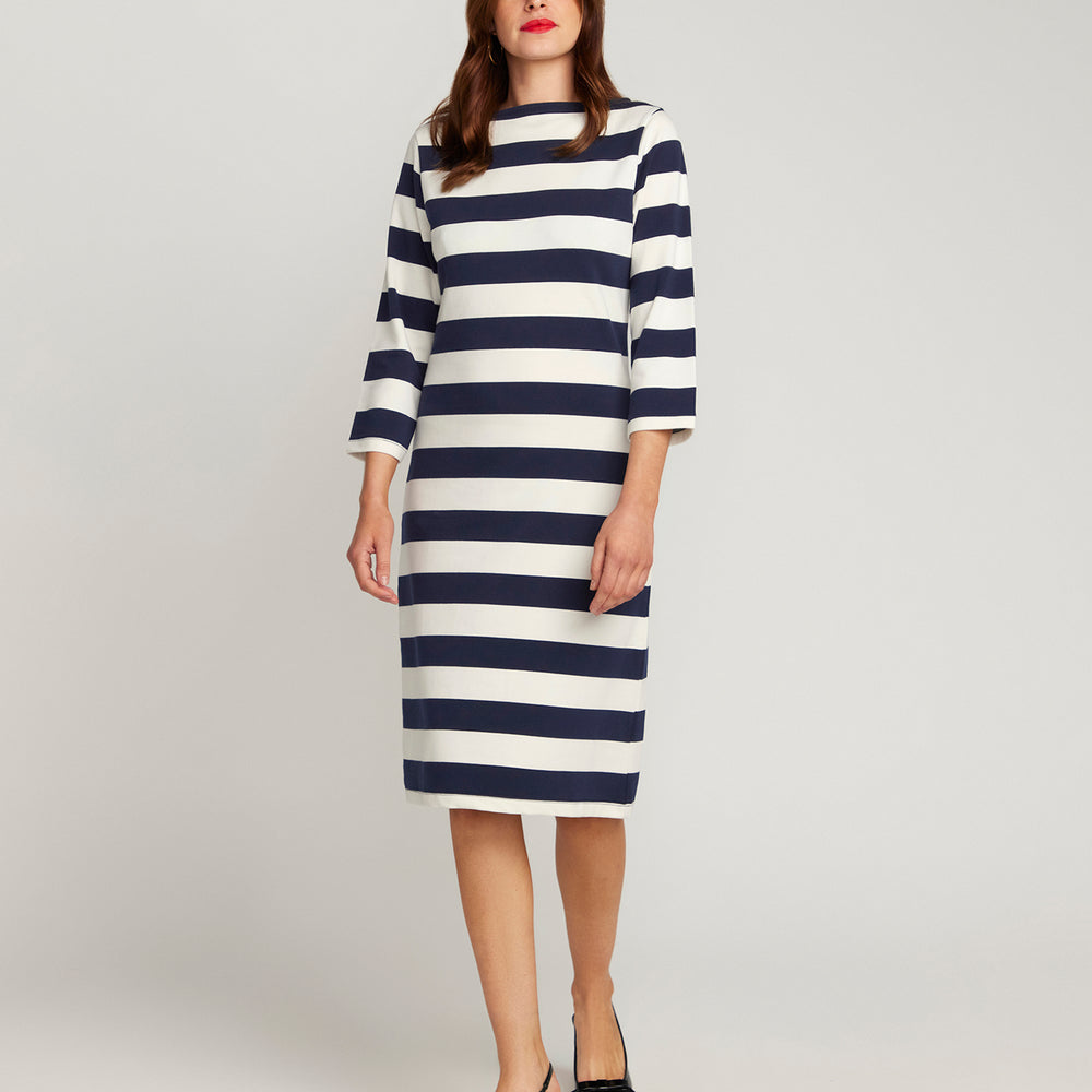 
                      
                        The Françoise Navy and Cream Stripe Dress
                      
                    