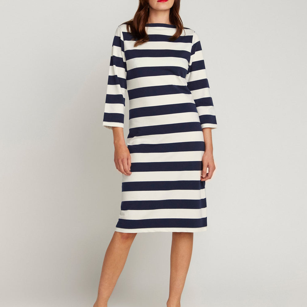 Navy and Cream Striped Dress | Womens Dresses | By Jac Cadeaux Jaccadeaux Navy and Cream Striped Dress | Womens Dresses | By Jac Cadeaux Jaccadeaux